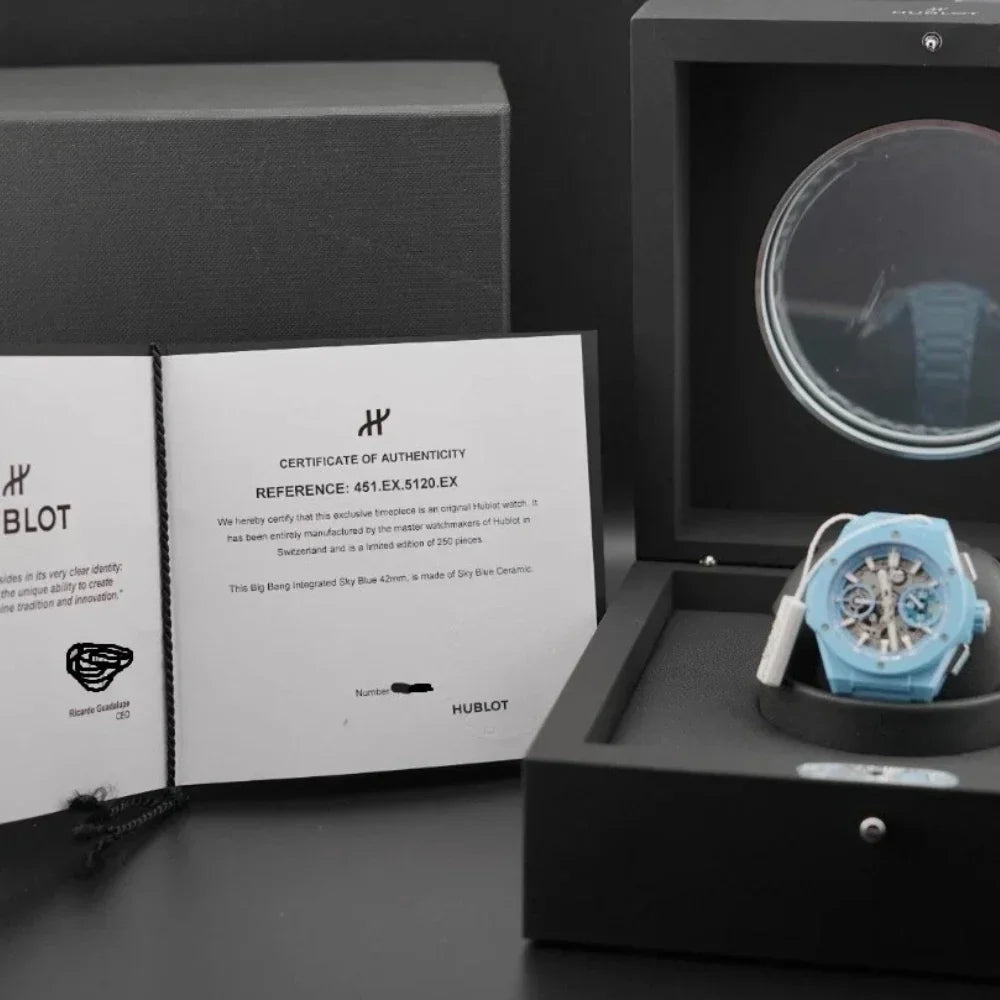 H Big Bang INTEGRATED SKY BLUE CERAMIC Ref# 451.EX.5120.EX